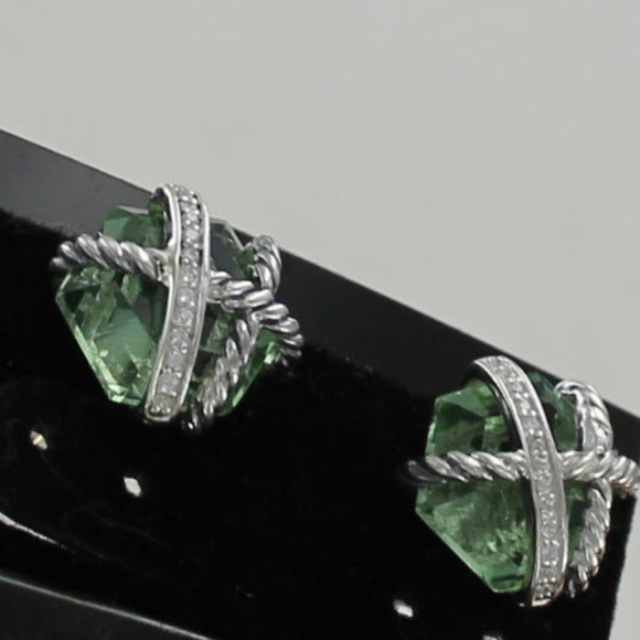 David Yurman Jewelry - SOLD-David Yurman Diamond Prasiolite Stud Earrings